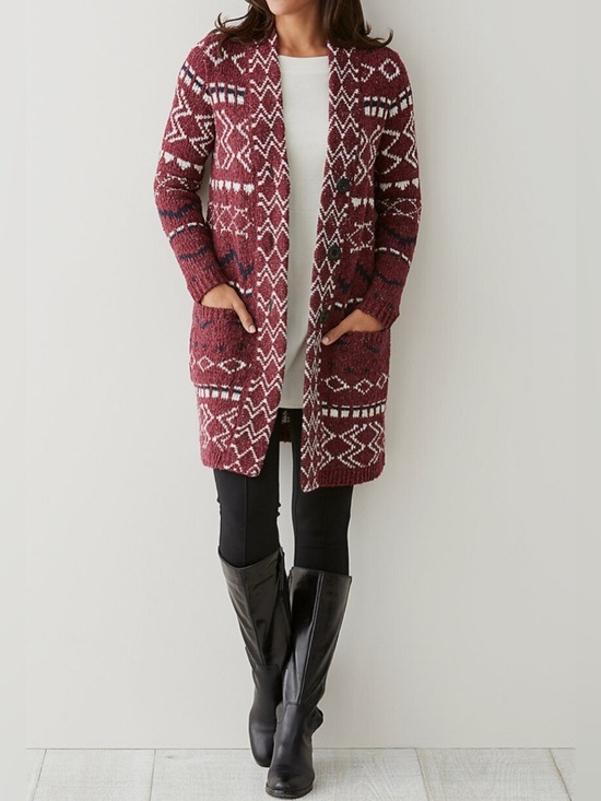 J. Jill Sweaters - JJill Jacquard multi print long cardigan-Sz M